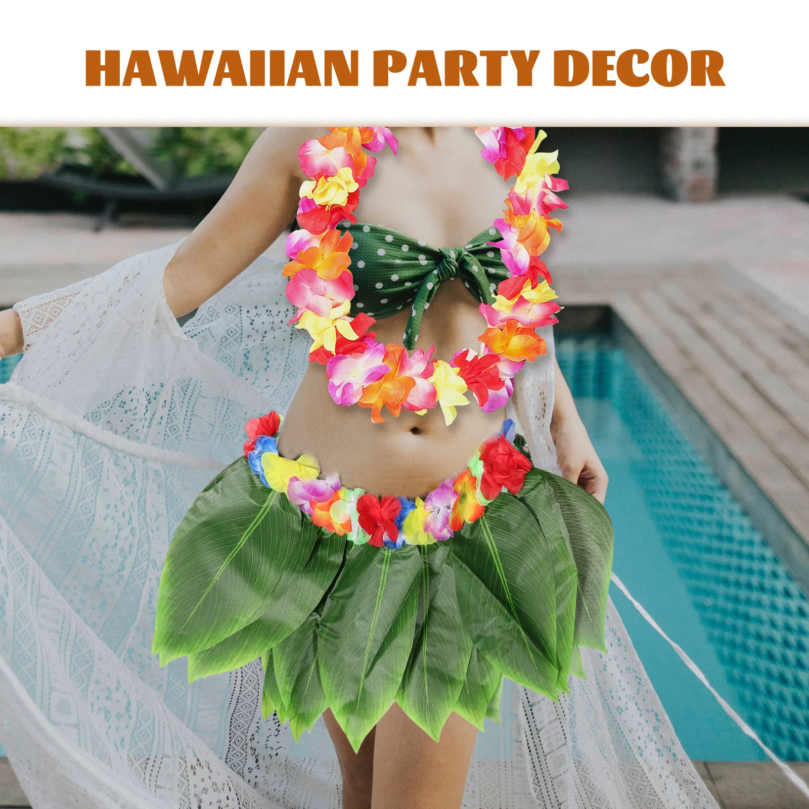 

1 комплект, гавайская юбка с листьями и травой, комплект костюмов, в комплект входит бюстгальтер, повязка на голову, браслеты-петли на шею, реалистичные цветочные аксессуары, тропический пляж