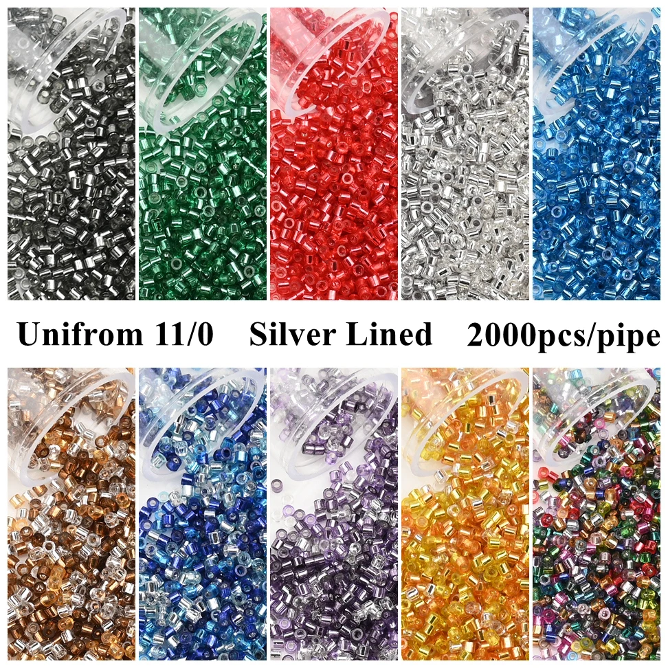 2000pcs Japan Glass Silver Lined Beads 11/0 Uniform Glass Seedbeads for DIY Jewelry Making Women Garment Craft Accessories