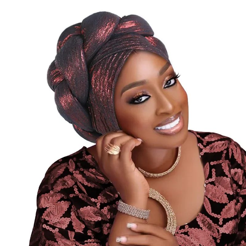 Already Made Turban Cap for Women African Headties Auto Gele Bonnet Muslim Hijab Nigeria Wedding Headwear Head Wrap Hat