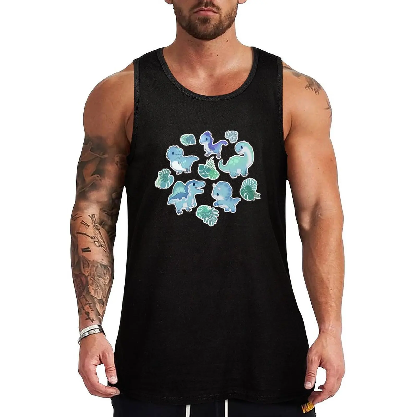 

Blue Dinosaurs Tank Top Casual Everyday Tank Top Soft Loose Sleeveless Shirt