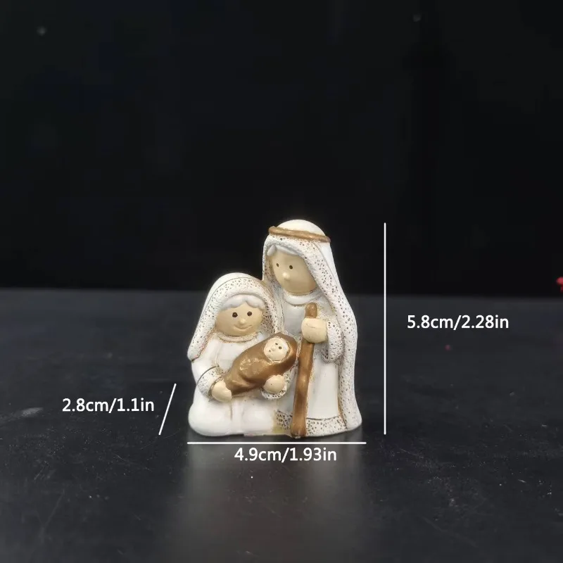 Christmas Resin Craft Ornament, Nativity Scene Holy Family Figurine, Traditional Religious Table Decoration Festive Home Decor