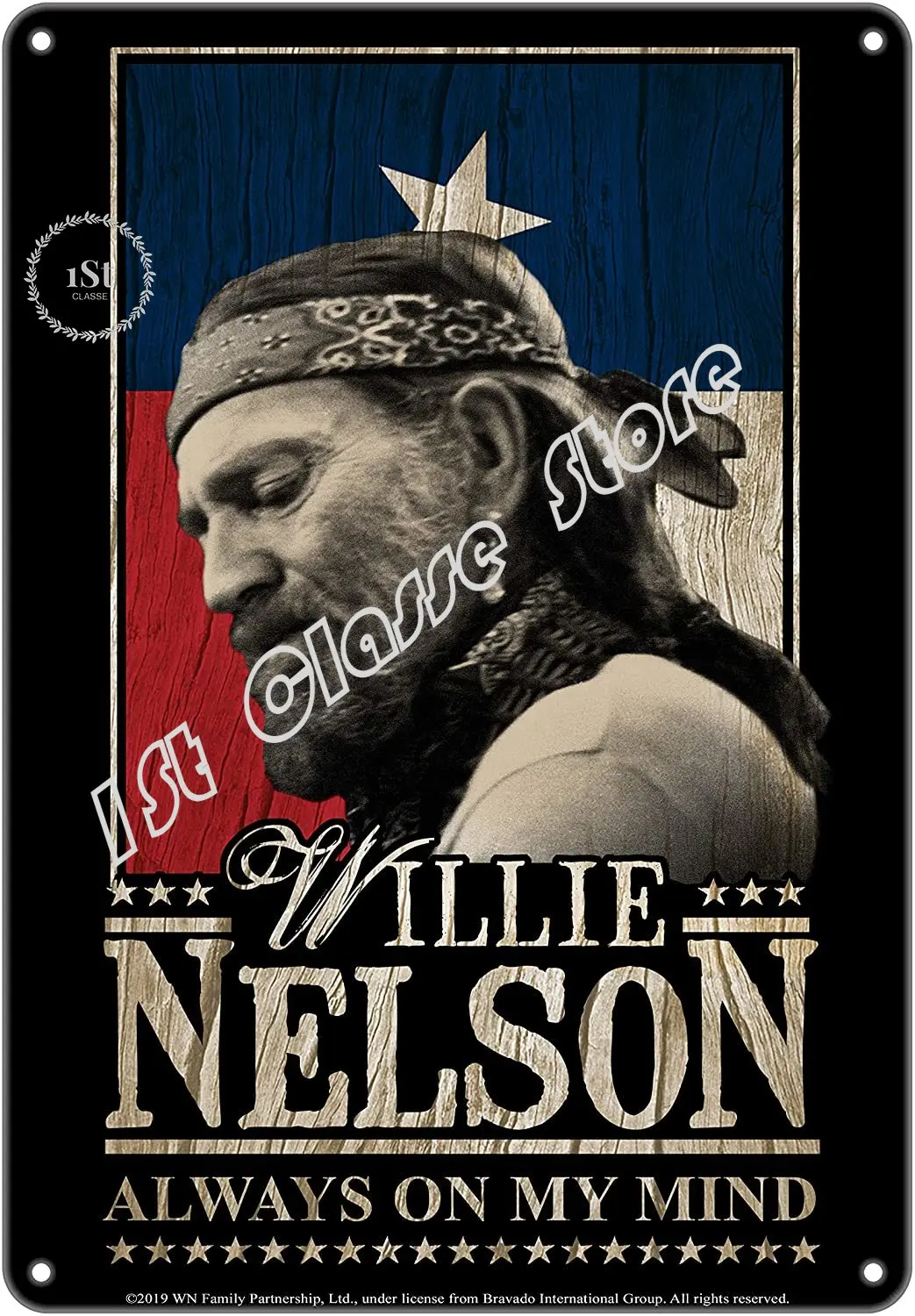 Midsouth Products Willie Nelson Tin Sign - 8