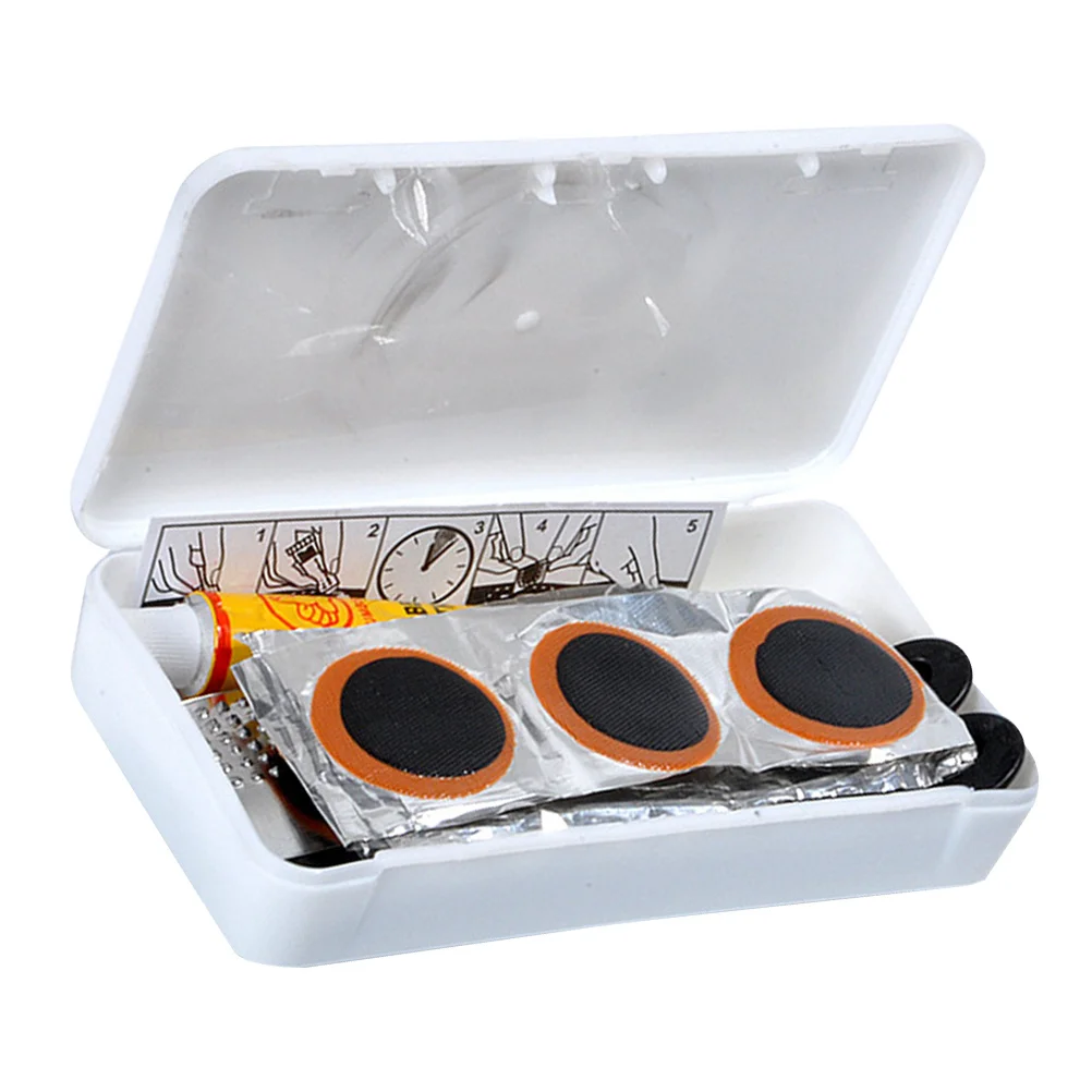 

Bike Tire Patch Kit Lightweight Repair Tool Set Crowbars File Glue Portable Emergency Flat Tire Puncture Repair Kit
