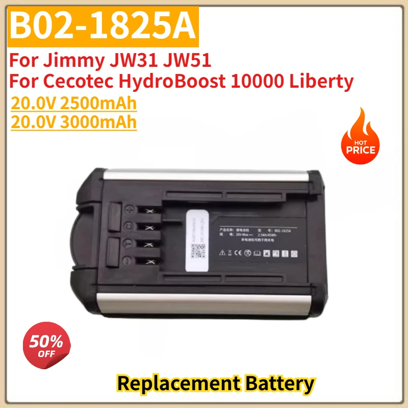 

B02-1825A High Quality Vacuum Cleaner Battery 20.0V 2500mAh 3000mAh For Cecotec HydroBoost 10000 Liberty for Jimmy JW31 JW51