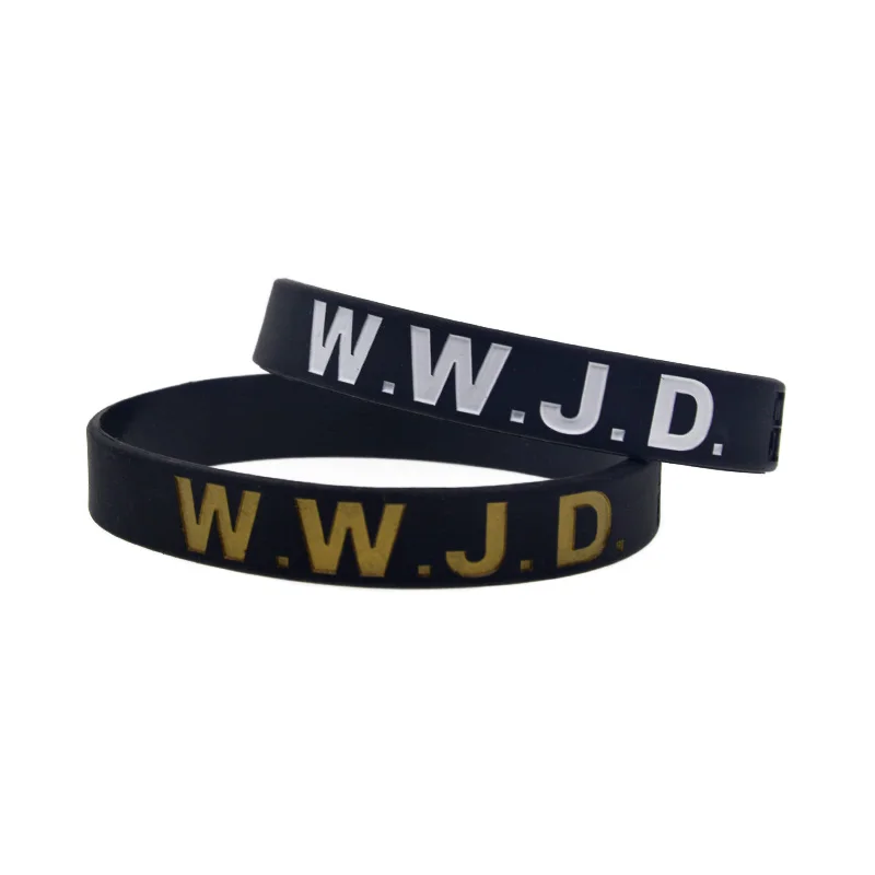 1 PC 1/2 Inch Wide What Would Jesus Do Silicone Bracelet WWJD Rubber Bangle