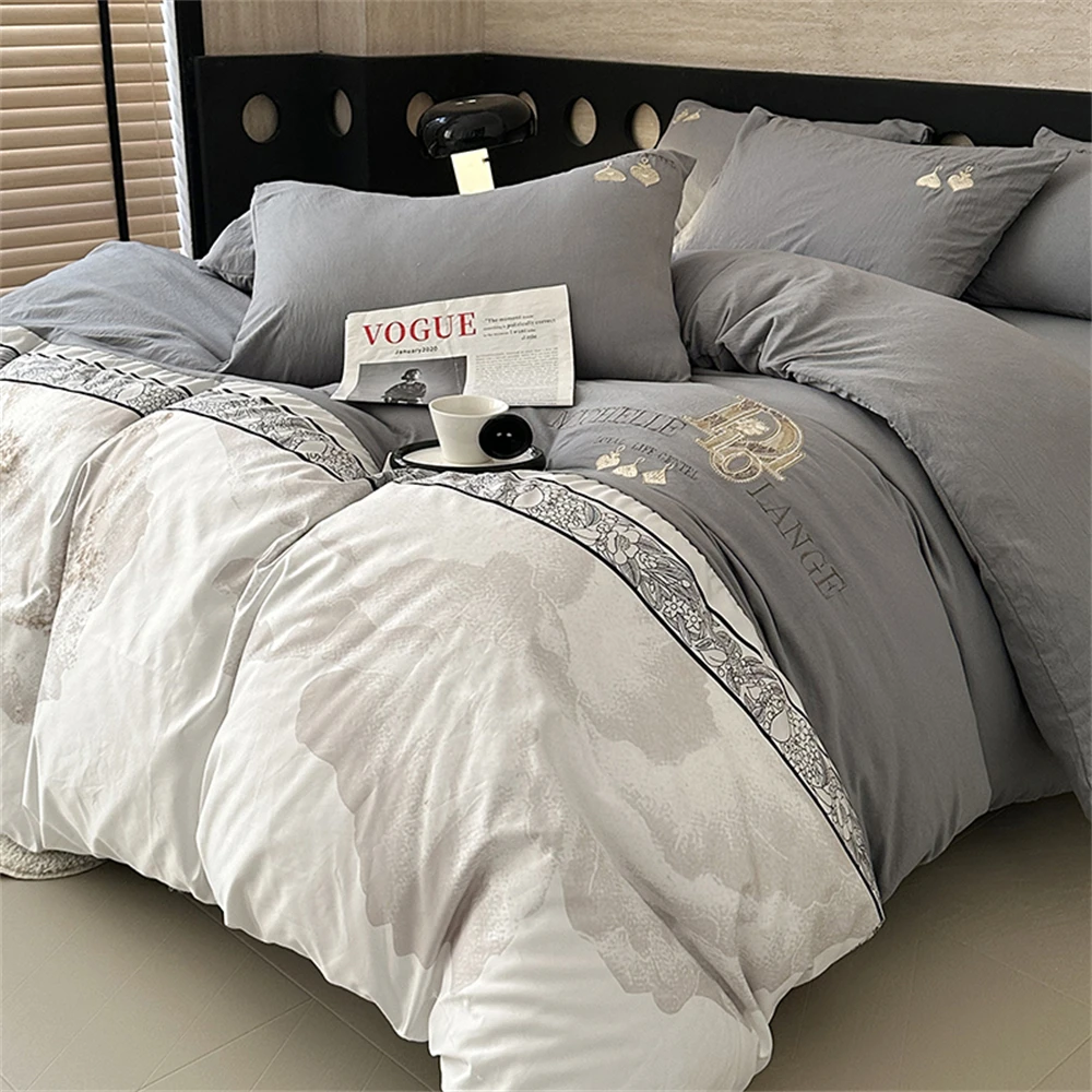 

Light Luxury Four-Piece Set Bedding Sets Quilt Covers Home Duvet Cover Pillowcases Single Couple Bed Sheet Double Size Bed Linen