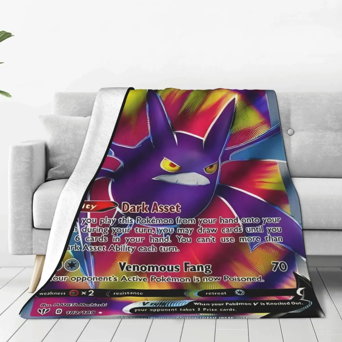 Soft Warm Blanket Travel Pokemon Anime Card Gengar Throw Blanket Flannel Bedspread For Living Room Aesthetic Sofa Bed Cover