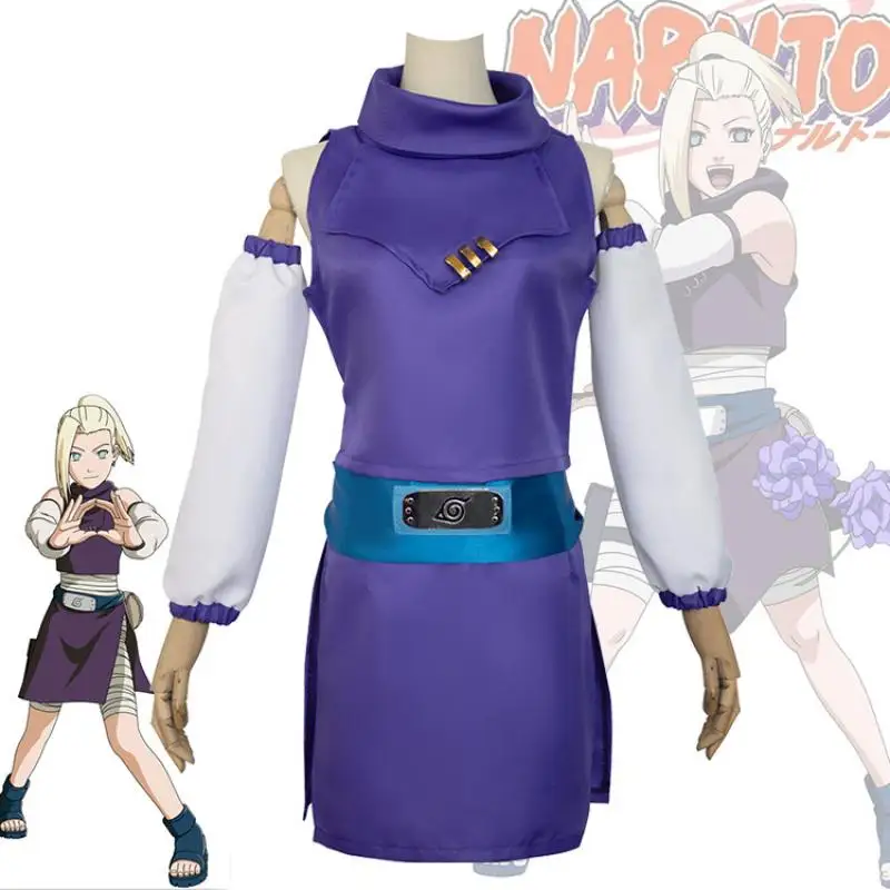 NARUTO Yamanaka Ino Anime Cosplay Costume Dress Sleeves Uniform Full Set Halloween Clothing