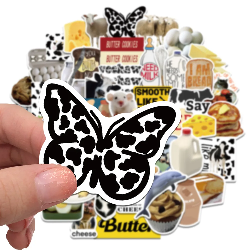 10/30/50pcs Cartoon Cute Ins Cow Butter Stickers Personalized Decoration Decals Luggage Notebook Cow Milk Sheep Flock Stickers