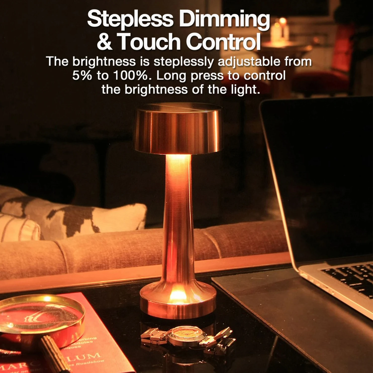 LED Cordless Desk Lamp  Control and Chargeable Modernist Art  Lamp 3 Color Temperatures Adjustable Brightness LED Light