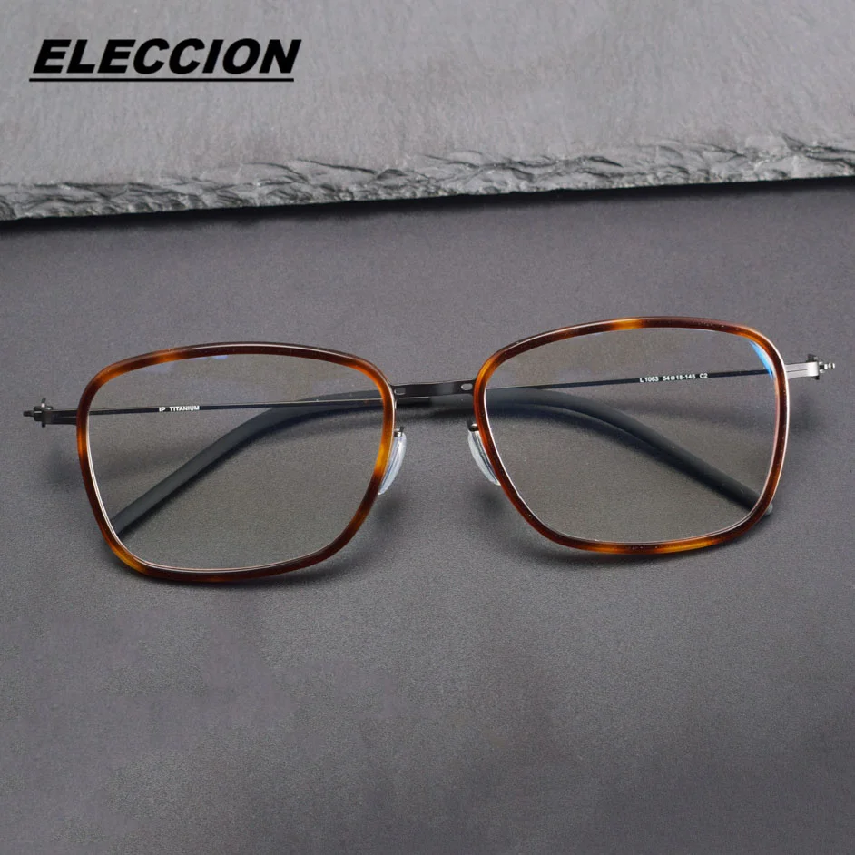 

ELECCION Titanium Acetate Screwless Eyewear Prescription Eyeglasses Frame Myopia Optical Denmark Korean Glasses Frame Men L1063