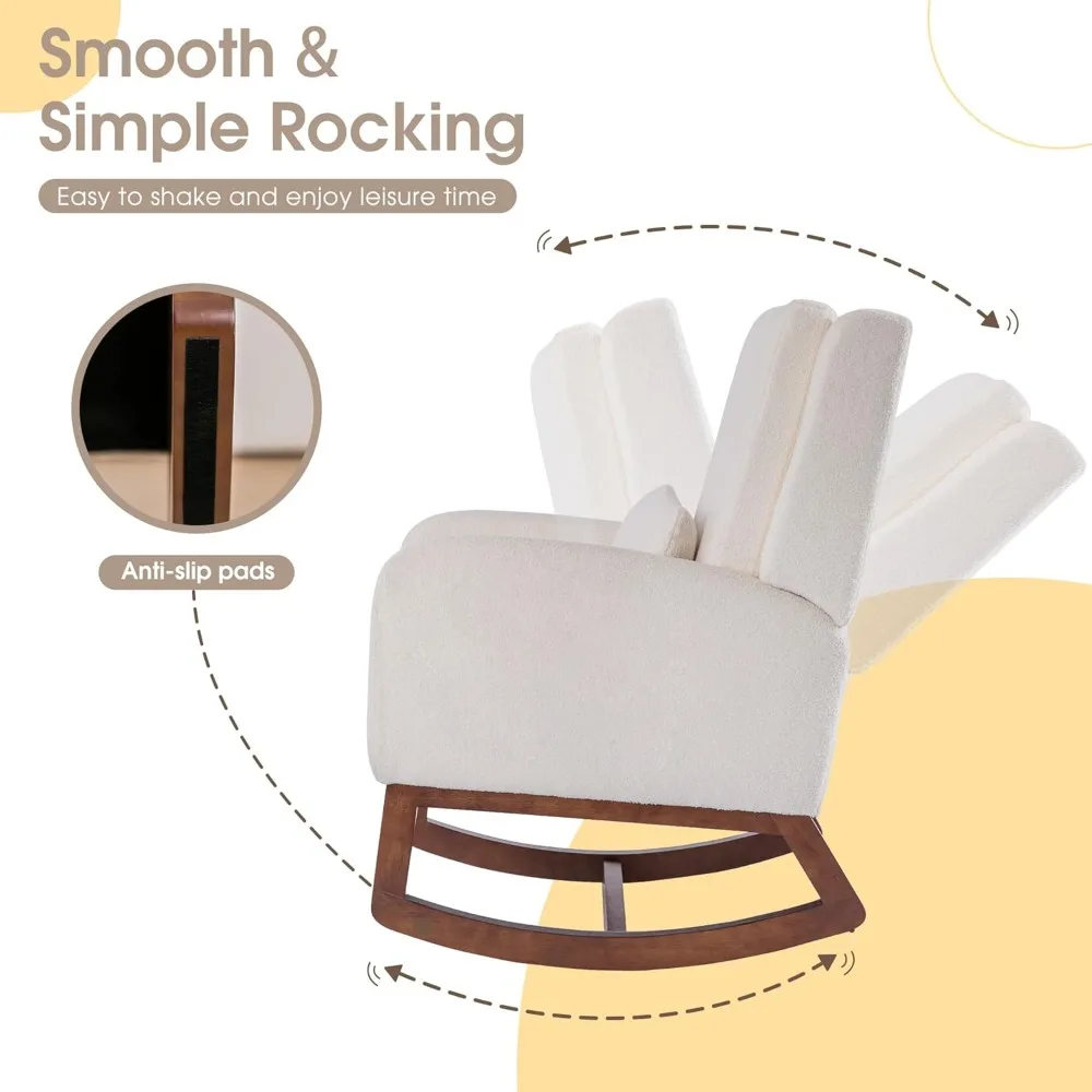 كرسي تيدي هزاز للحضانة، كرسي هزاز شيربا لغرفة المعيشة، كرسي هزاز طائرة شراعية حديثة مع وسادة وجيب جانبي #3