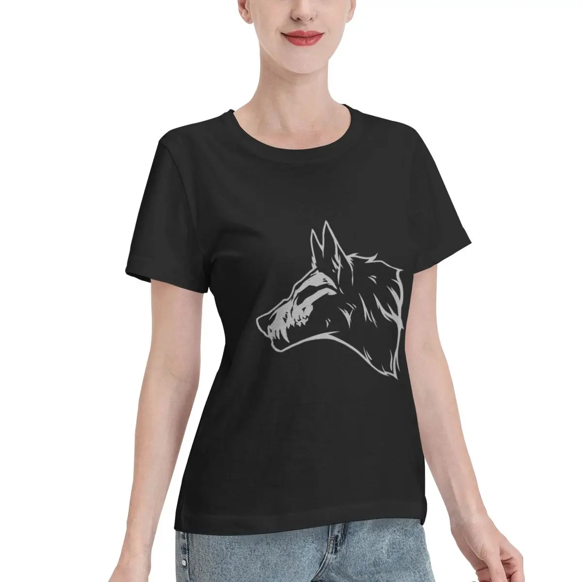 Wardrobe Essential Wolf Skull Women's T-shirt Party Loose Women Tshirt
