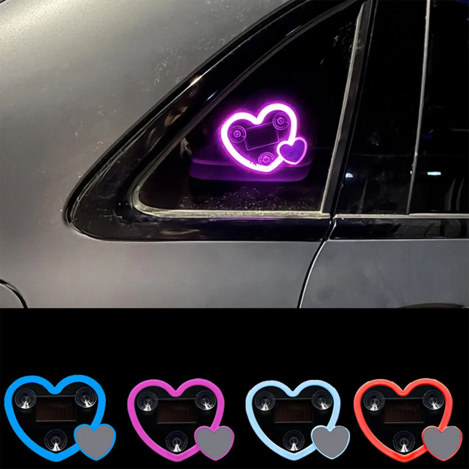 

Solar Car LED Neon Lights Heart-Shaped Window Lamp Vehicle Interior Decor For Automotive Truck Night Atmosphere