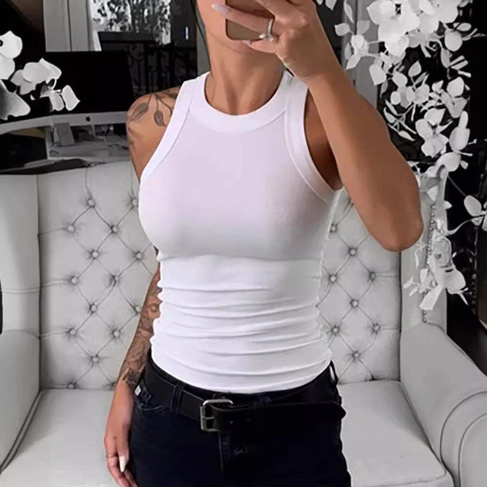 Top da donna Slim Fit Color Svel Gilet piccolo Summer Faion Commute Sle Gilet in fibra di poliestere in pelle di capra