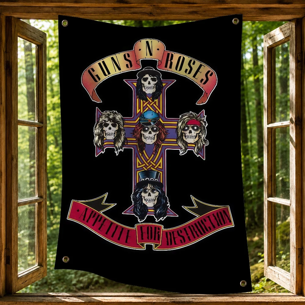 G-GUNS N R-ROSES Rock Brand Outdoor Flag for Home Camping Party Club Decor Garden Yard Wall Hanging Banner
