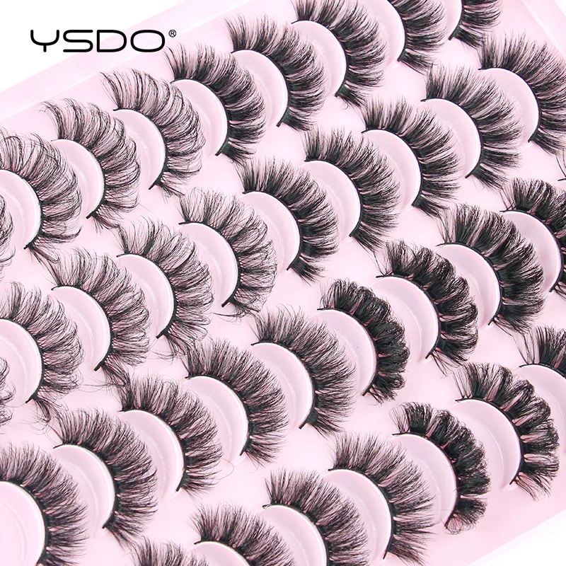 

YSDO 20 Pairs Natural 3D Mink Lashes Russian Strip Lashes Dramatic Soft False Eyelashes Wholesale Eyelash Extension Makeup