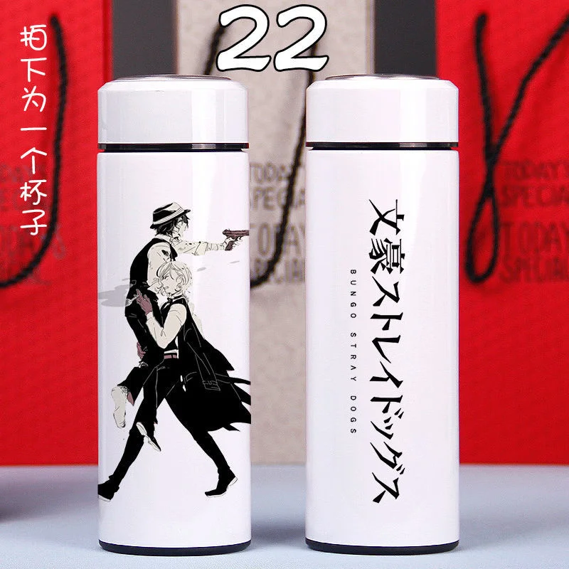 Anime Bungo Stray Dogs Water Cup Cartoon Figure 3d Printed Thermos Dazaii Thermal Mug Nagakara Chuuya Mug con alta qualità