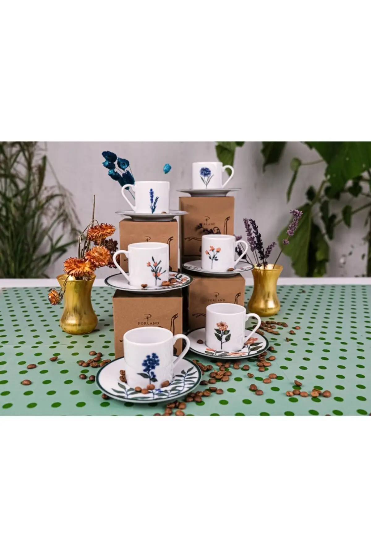 DOLBOVI Flower Garden coffee cup set for 6 people 12 pieces 90cc