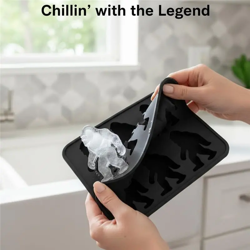 Large Footprint For Whiskey Cocktail Silicone Ice Cube Mold Tray 2 Pcs Flexible Easy Release Tray-BAAX