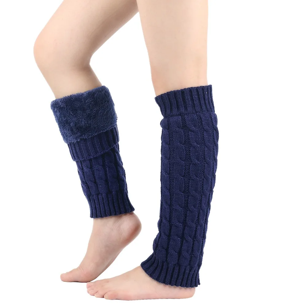 

Fashion Y2k Women Leg Warmers Crochet Jacquard Solid Knitting Plush Pile Long Socks Long Warm Boot Leg Sleeve Autumn