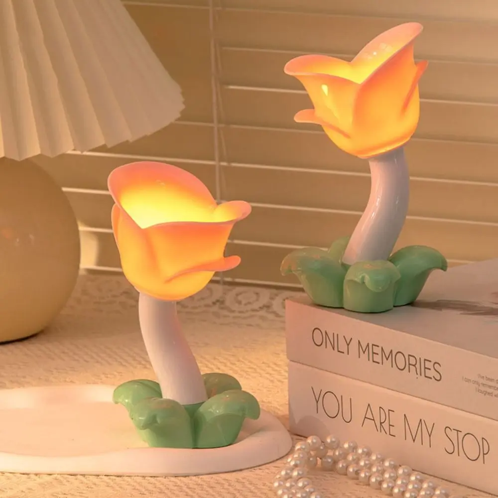 

Creative Eye Protection Tulip Night Light Battery Operated Romantic Table Lamp Atmosphere LED Decorative Desk Light Restaurant