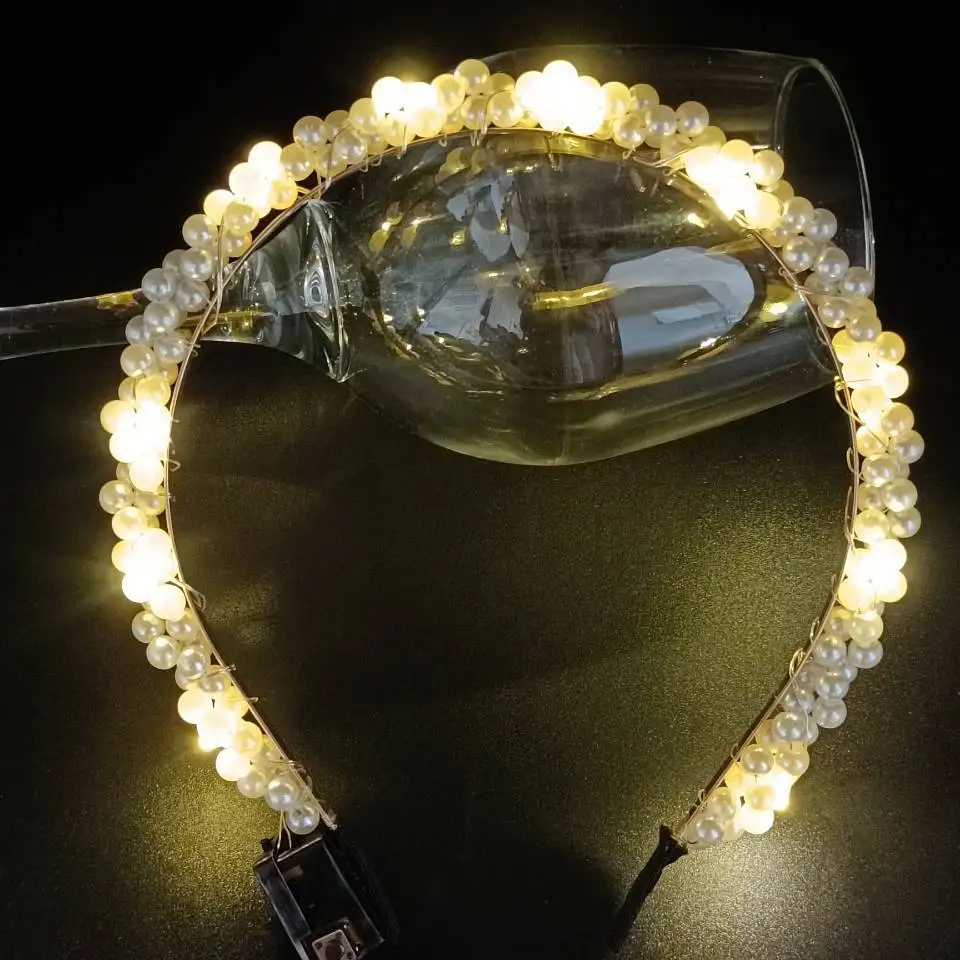 Nuovo cerchietto per capelli luminoso illuminato Fascia da fata Fasce per capelli femminili con perle Forniture per damigelle d'onore da sposa Festival di nozze