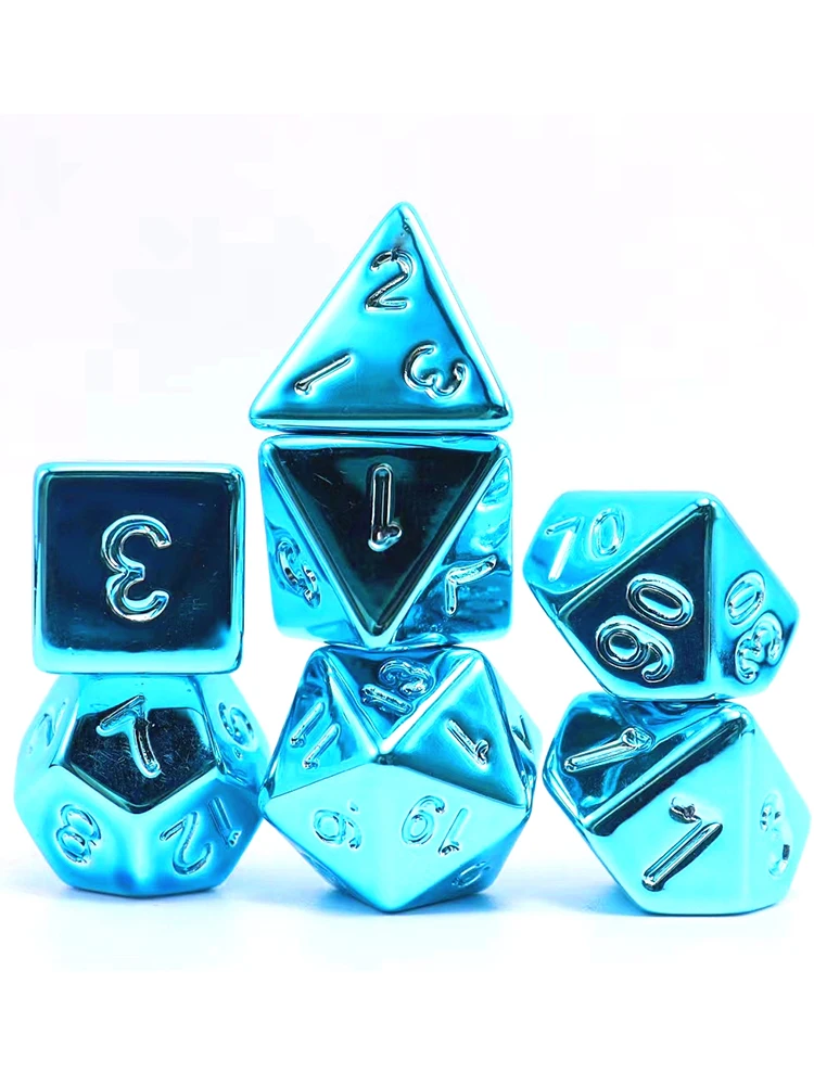 

Набор из 7 синих кубиков DND с покрытием, ролевые игральные кости для ролевых игр, многогранные настольные игровые кости,