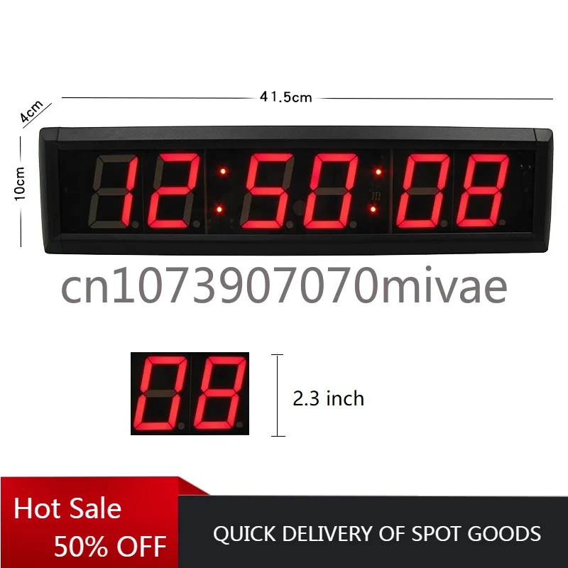 Single Face 2.3 Inch 6 Digits Display Multi-Functional Countdown Stopwatch Timer LED Tabletop Digital Wall Clock