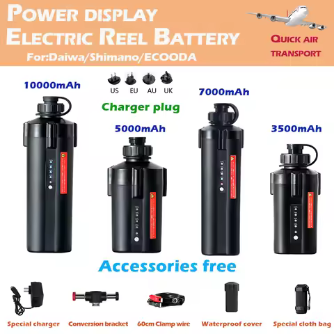 Power Display 14.8V 5000mAh Electric Reel Battery For SHIMANO DAIWA ECOODA 10000mAh Fishing Electric Reel Wheel Lithium Battery