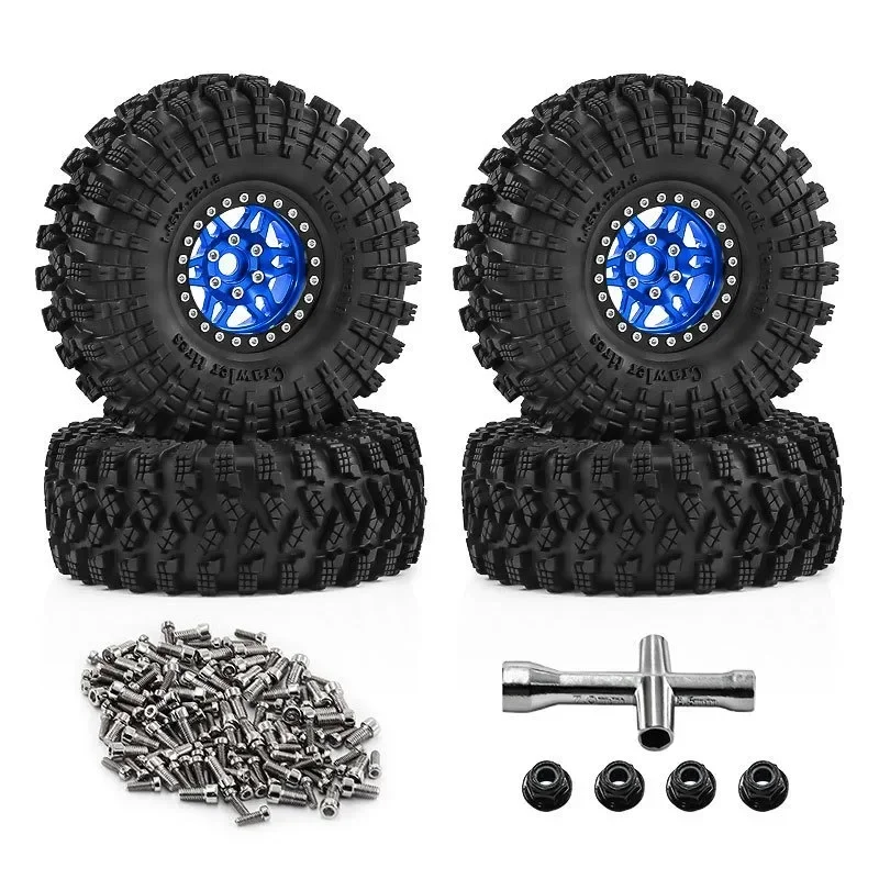 

RS RC 120mm Metal 1.9" Beadlock Wheel Rim Rubber Tire Set for 1/10 RC Crawler Car Trxs TRX4 RC4WD D90 Axial SCX10 II III MST