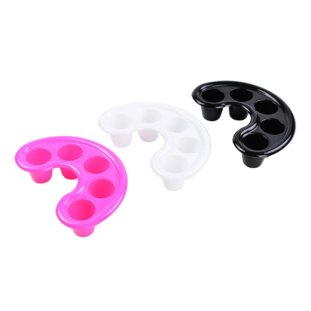 6pcs 5-Hole Soaking Bowls For Nail Soaker Bowls Treatment Cuticle Softening False Nail Removal Black White Rosy