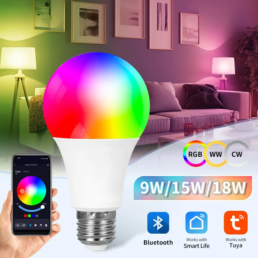 

Bluetooth Smart Light Bulbs E27 LED Lamp RGB Smart Bulb 9W 15W 220V Smart Life APP Control LED Bulb Smart Home Automation V led