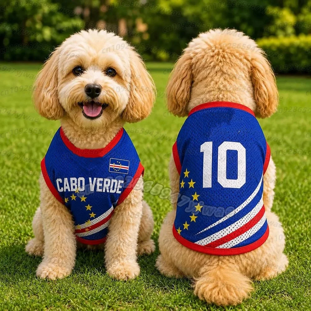 Summer Dog Clothes  Cape Verde No.10 print Basketball vest Puppy T-Shirt Summer Pet Cat  vest For  soccer fans dog vest