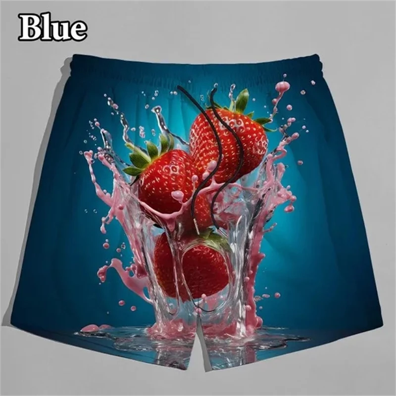 Fun Fruit Pattern 3D Printed Men's And Women's Shorts Strawberry Print Summer All-match Shorts Hawaiian Beach Board Ice Shorts