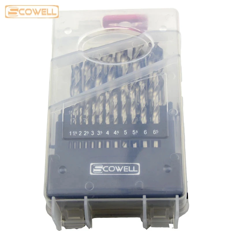 SCOWELL 25 pz HSS punta divisa Jobber punte di perforazione Set 1.0 ~ 13mm utensili elettrici fai da te accessori per Kit di punte elicoidali in metallo