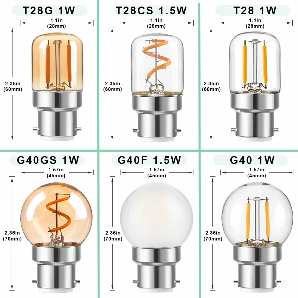 Imagem -04 - Lâmpada de Filamento Led Vintage Lâmpadas Substituíveis Internas Luz Noturna Pingente Candelabro Retro Luzes de Decoração T28 G40 220v B22 1w