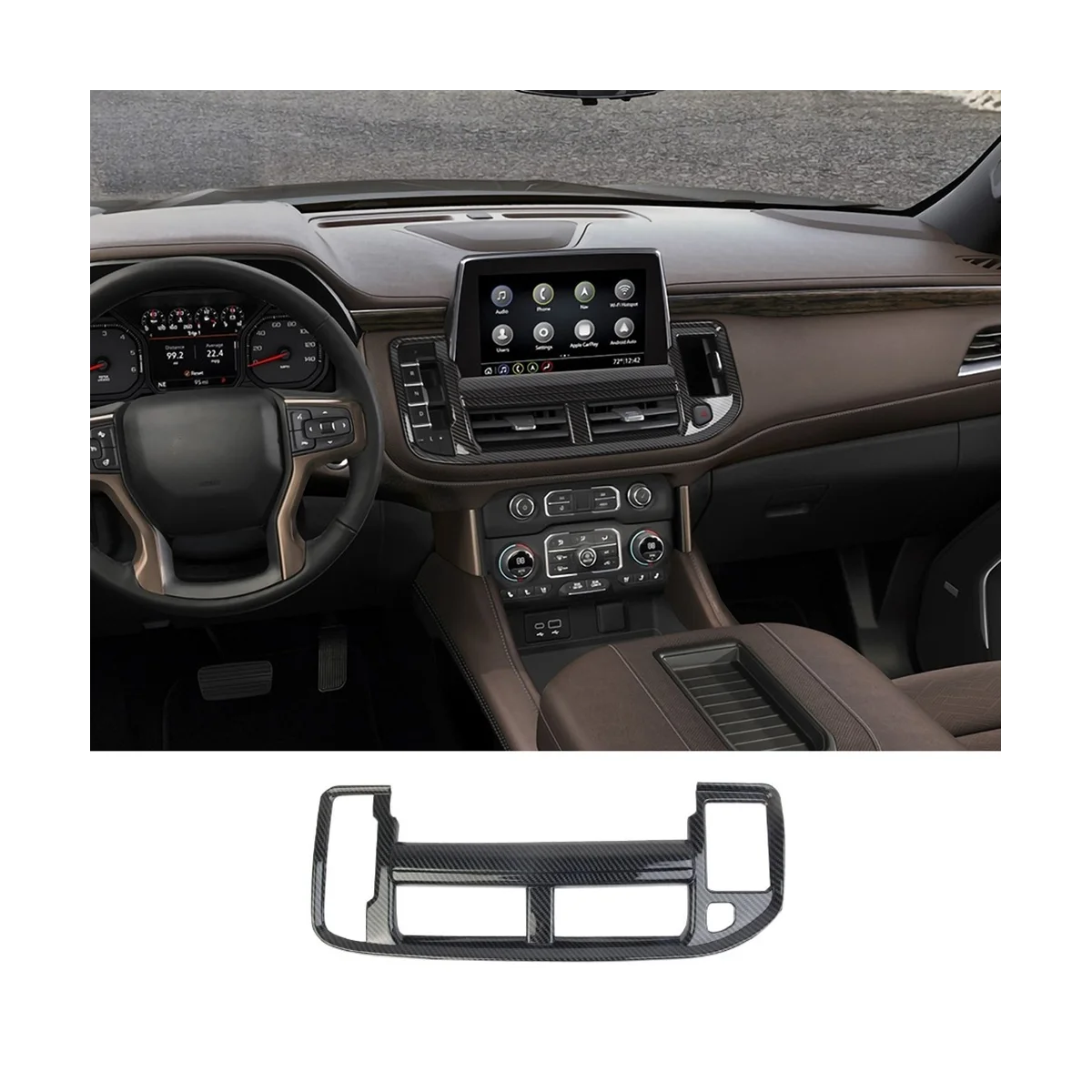 Center Console Dashboard AC Vent Cover Trim for Chevy Suburban 2020-2023 Tahoe 2021-2023 - ABS Carbon Fiber