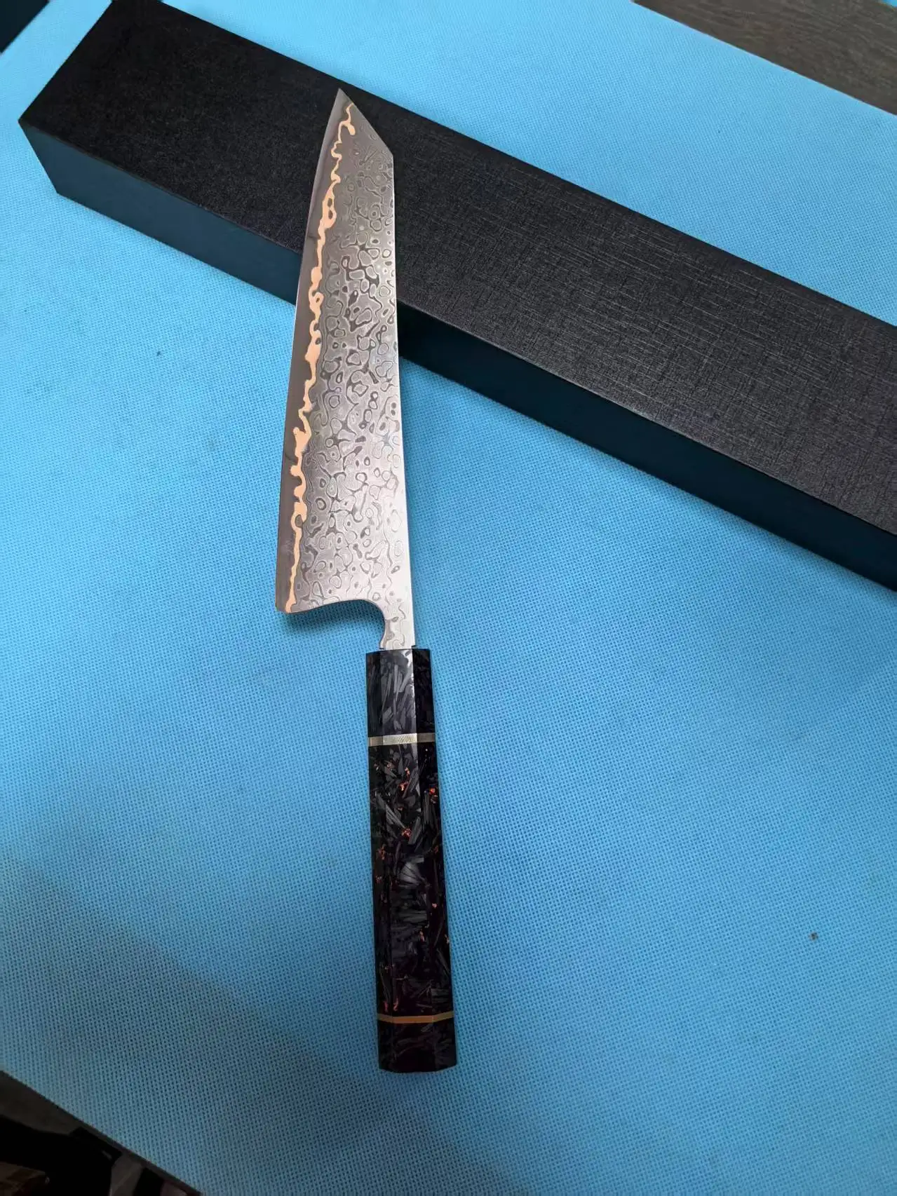 8.3 Inch Kiritsuke Knife 67-layers Tricolour Copper Damasus Steel Blade Carbon Fibre Handle Chef Cleaver Slicing Kitchen Knives