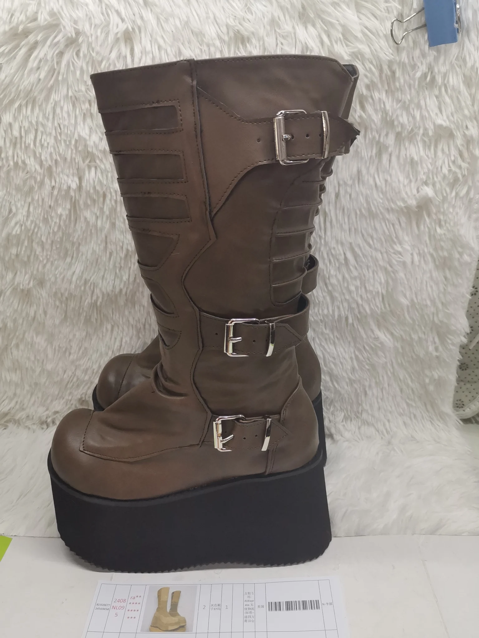 ROME Wedges Mid-calf High Platform Buckle Boots Lady Heel Leather Sexy Gladiator Boots Knight Street Women Shoes Zip 2024