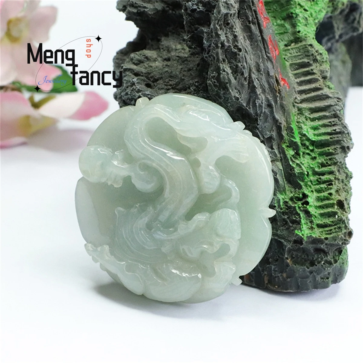 Natural Jade Moisturizing Sculptured Dragon Phoenix Brand Pendant is Simple Generous Personalized Versatile and Exquisite