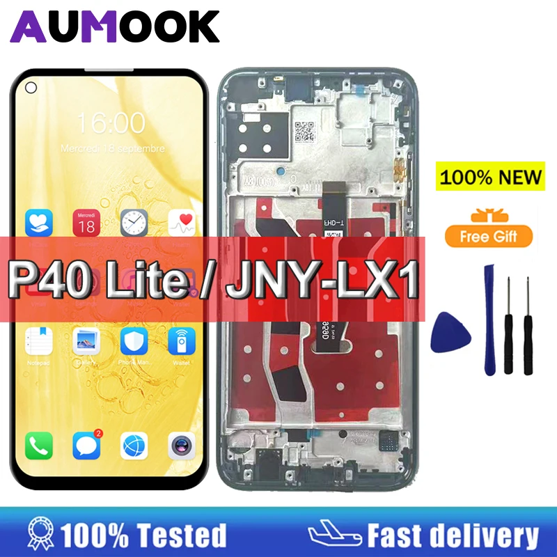 ЖК-дисплей для HUAWEI P40 Lite 4G, ЖК-экран, дигитайзер в сборе, замена экрана HUAWEI P40 Lite JNY-LX1 L01A L02A L21A L22A
