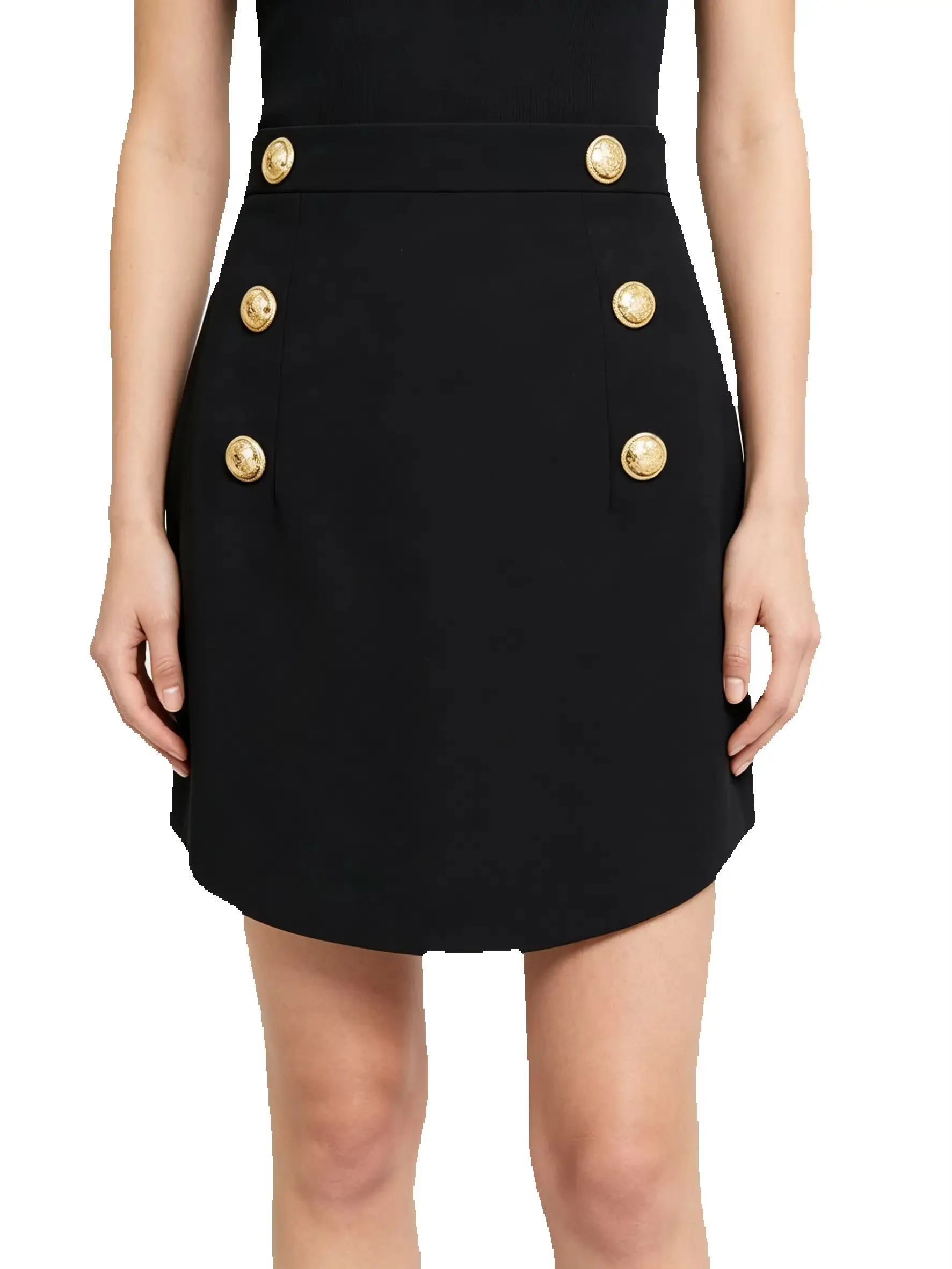 High Quality Black And White Curved Double Row Button Back Zipper Slim Fit Temperament Commuting Women's Short Skirt