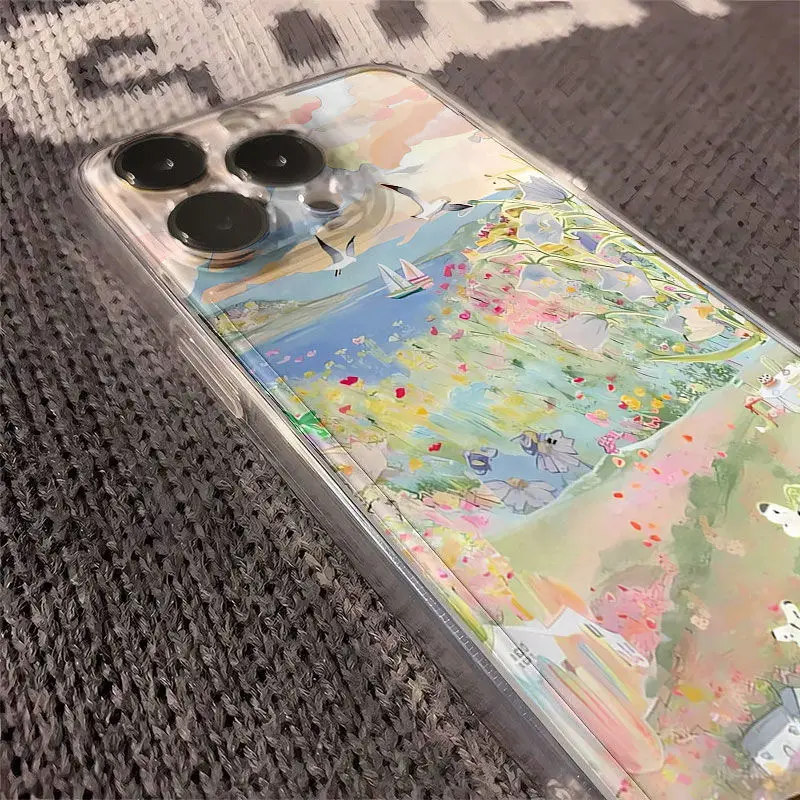 Creative seaside scenery Phone Case For iPhone 16 15 14 13 12 11 Pro Max XR XS MAX 7 8 PLUS MINI Y2K Shockproof Bumper Cover