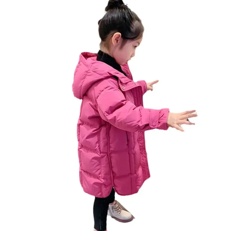 2023 New Winter Jackets For Girls Coat Fashion Long Hooded Outerwear Thicken Warm Children's Clothing CH11