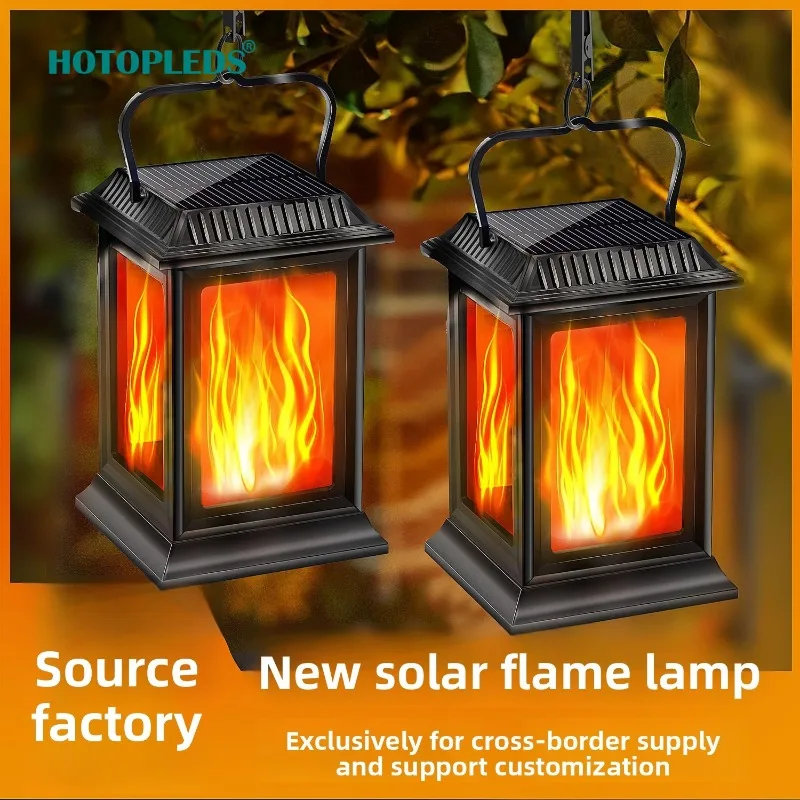 

New Solar Outdoor Flame Light Garden Lawn Courtyard Landscape Hanging Ambient Chandelier Automatic Induction