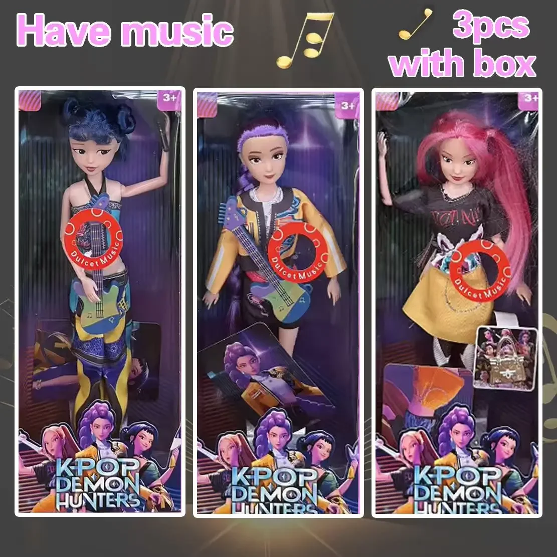   وظيفة الموسيقى Kpop شيطان الصيادين دمية لطيفة-Derpys Tiger Rumi Zoey Mira، لعبة رائعة قابلة للجمع لمحبي هدية العيد