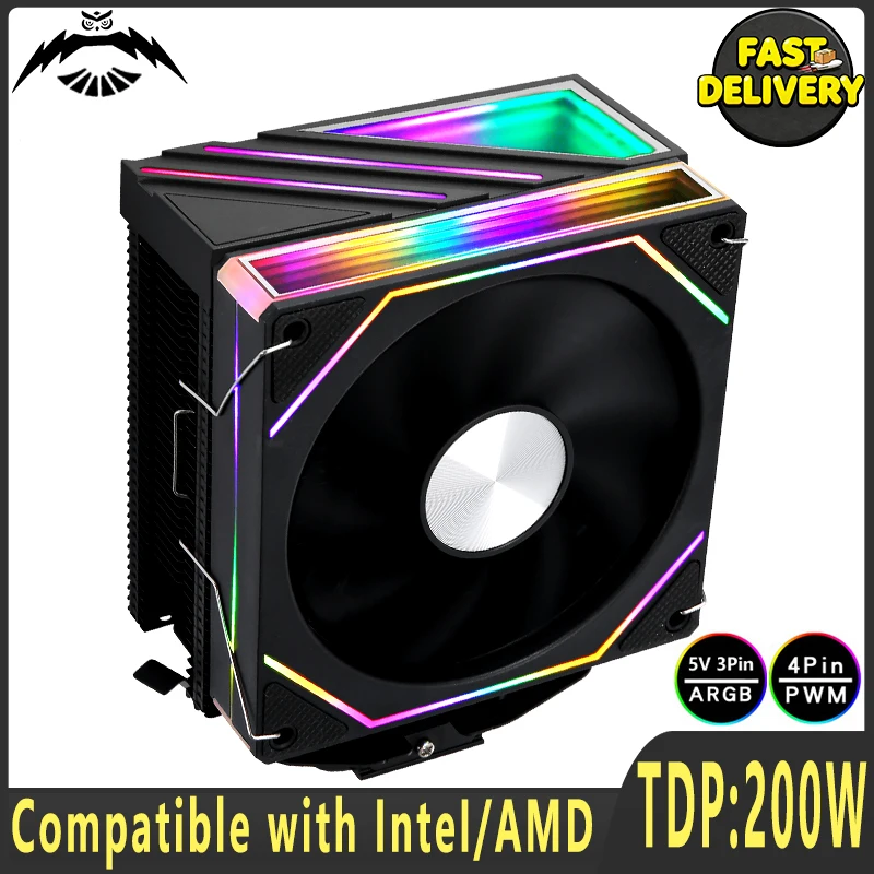 

Охладители процессора — охлаждение настольного компьютера Black Knight, 120 мм, вентилятор Argb, установка тепловой трубы 4/6 LGA2011 2066 115x 1200 1700 x79 x99 AMD