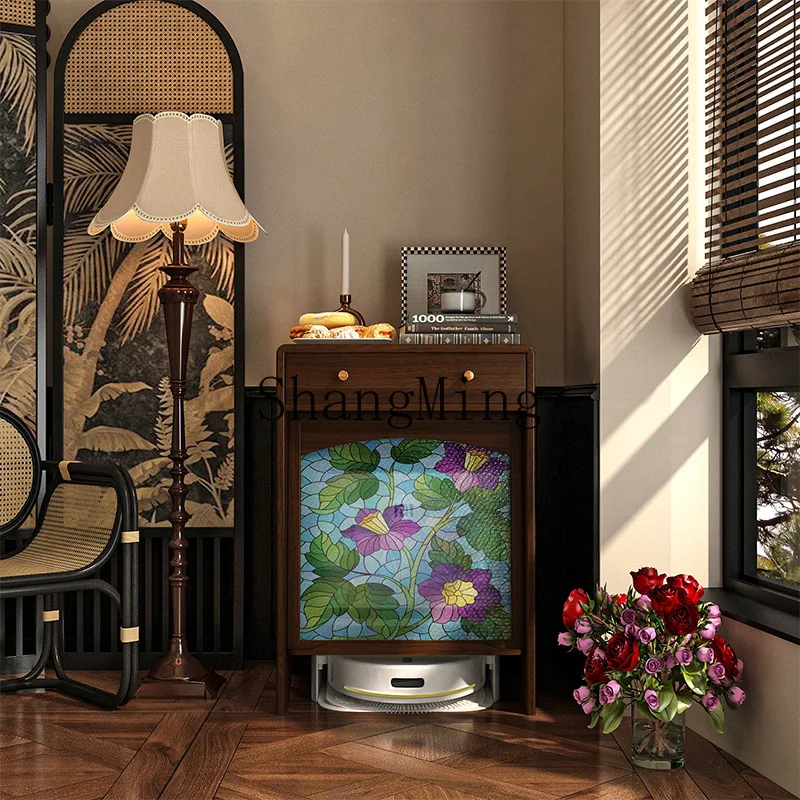 ZYY solid wood living room wall locker medieval storage drawer chest household storage cabinet