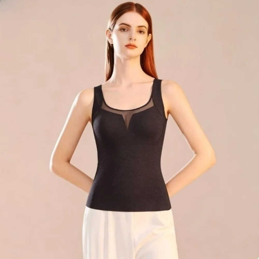 Inner Wear Seamless Thermal Underwear Sleeveless Keep Warm Base Layer Vest with Chest Pad Autumn Winter Bottoming Camisole Daily
